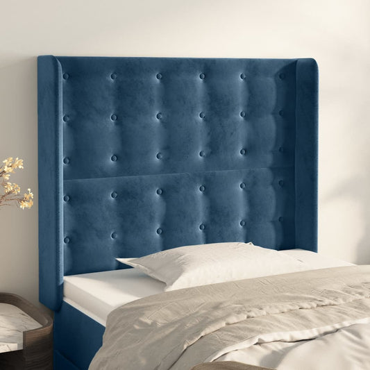 Čelo Postele Typu Ušák Tmavě Modrá 83X16X118/128 Cm Samet