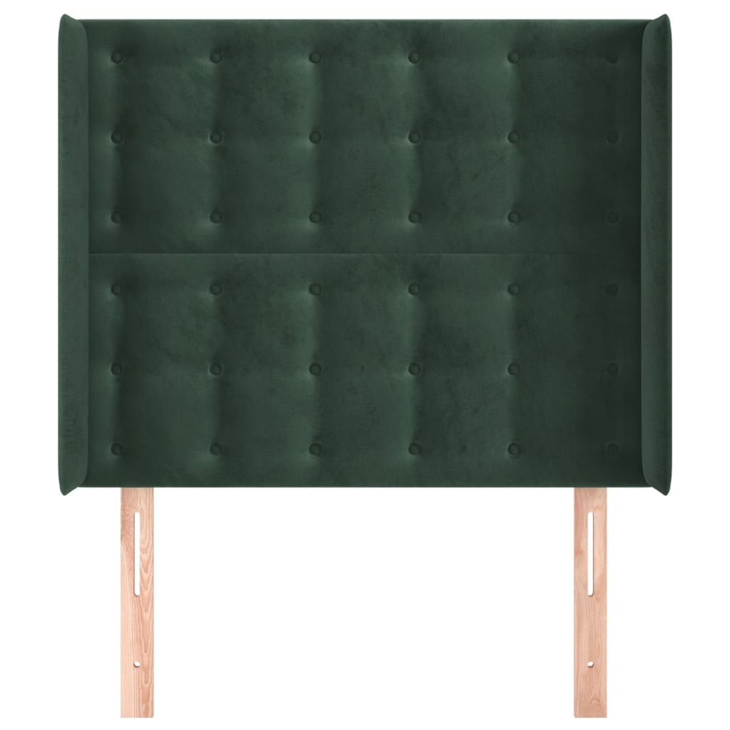 Čelo Postele Typu Ušák Tmavě Zelené 93X16X118/128 Cm Samet