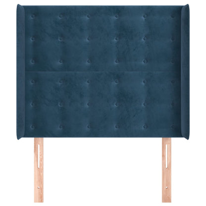 Čelo Postele Typu Ušák Tmavě Modrá 93X16X118/128 Cm Samet