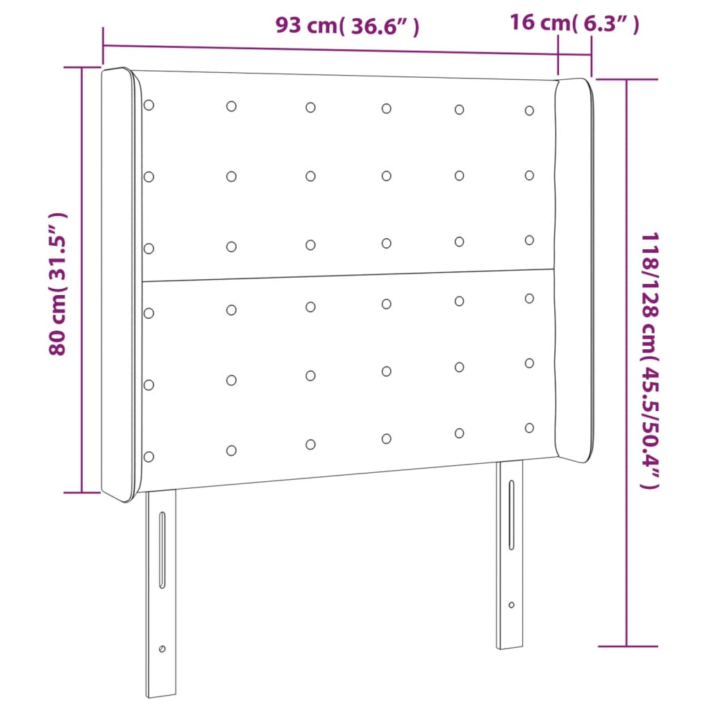 Čelo Postele Typu Ušák Tmavě Modrá 93X16X118/128 Cm Samet