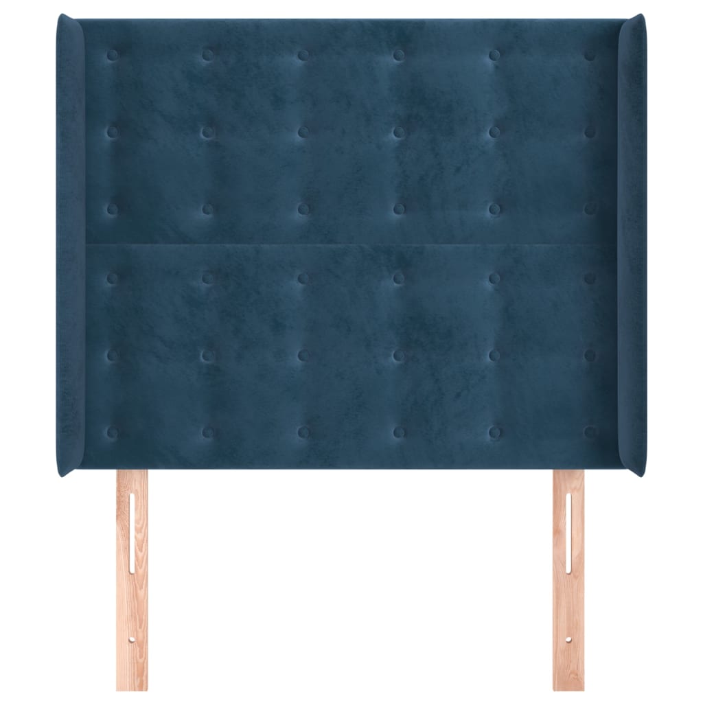 Čelo Postele Typu Ušák Tmavě Modrá 103X16X118/128 Cm Samet