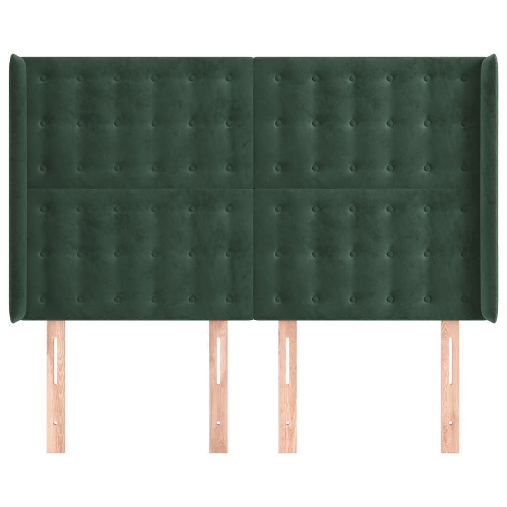 Čelo Postele Typu Ušák Tmavě Zelená 147X16X118/128 Cm Samet