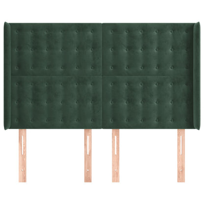 Čelo Postele Typu Ušák Tmavě Zelená 147X16X118/128 Cm Samet