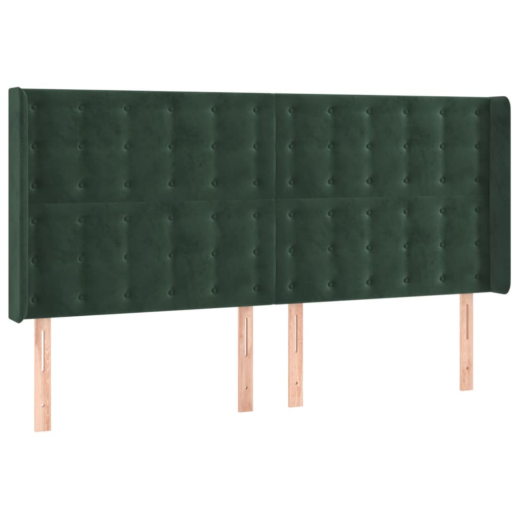 Čelo Postele Typu Ušák Tmavě Zelená 163X16X118/128 Cm Samet