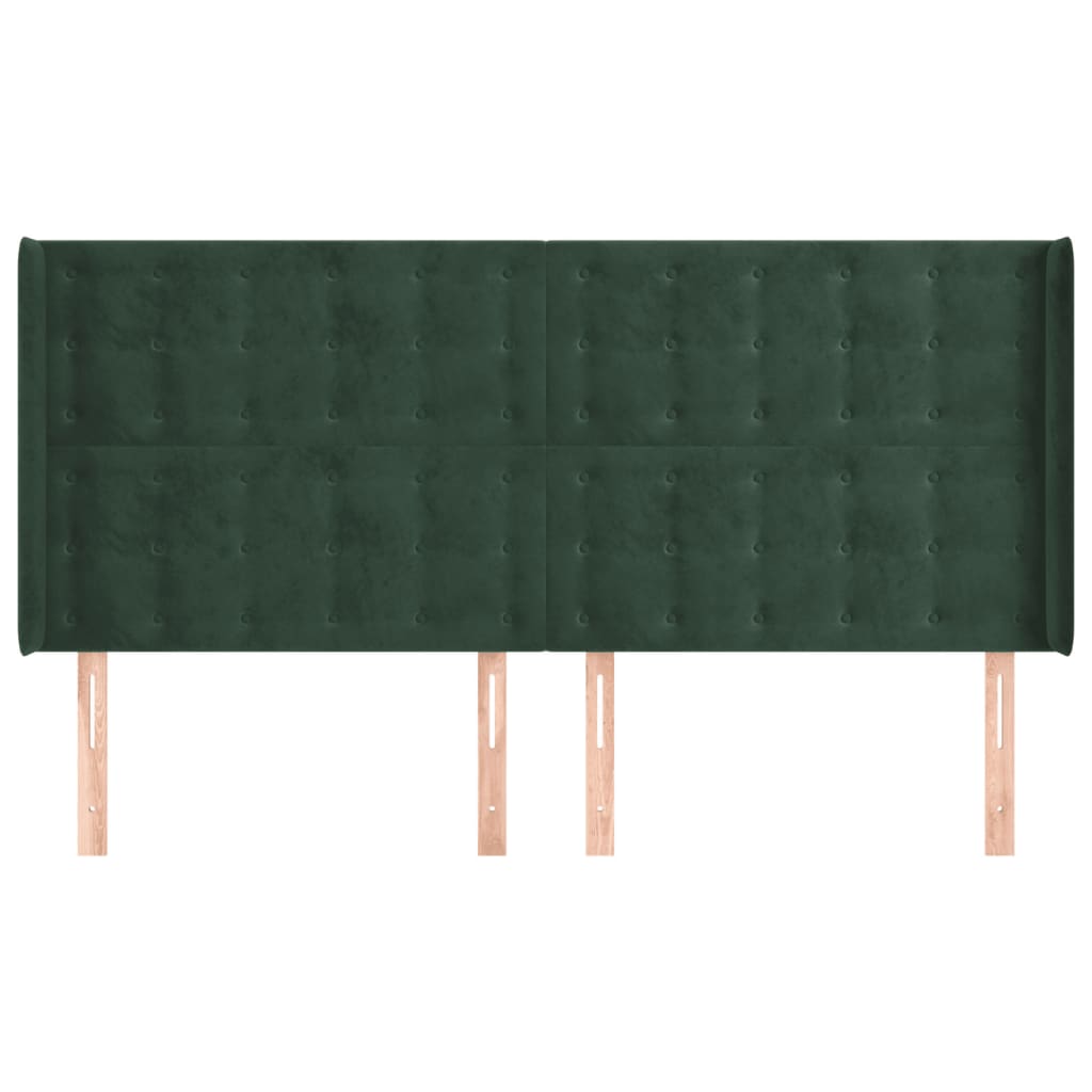 Čelo Postele Typu Ušák Tmavě Zelená 163X16X118/128 Cm Samet