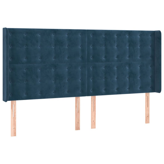 Čelo Postele Typu Ušák Tmavě Modrá 163X16X118/128 Cm Samet