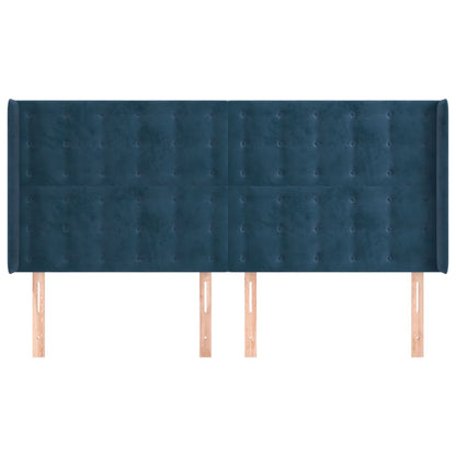 Čelo Postele Typu Ušák Tmavě Modrá 163X16X118/128 Cm Samet