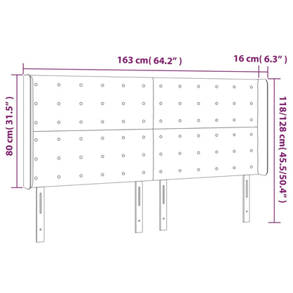 Čelo Postele Typu Ušák Tmavě Modrá 163X16X118/128 Cm Samet