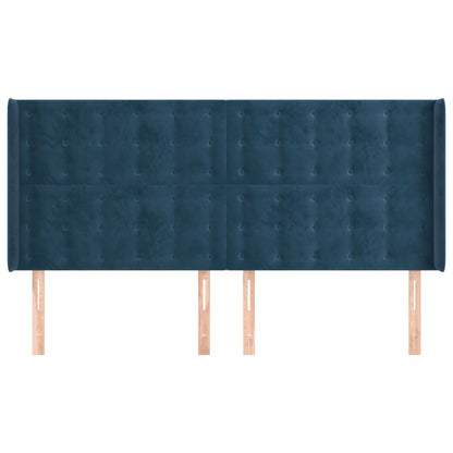 Čelo Postele Typu Ušák Tmavě Modrá 203X16X118/128 Cm Samet
