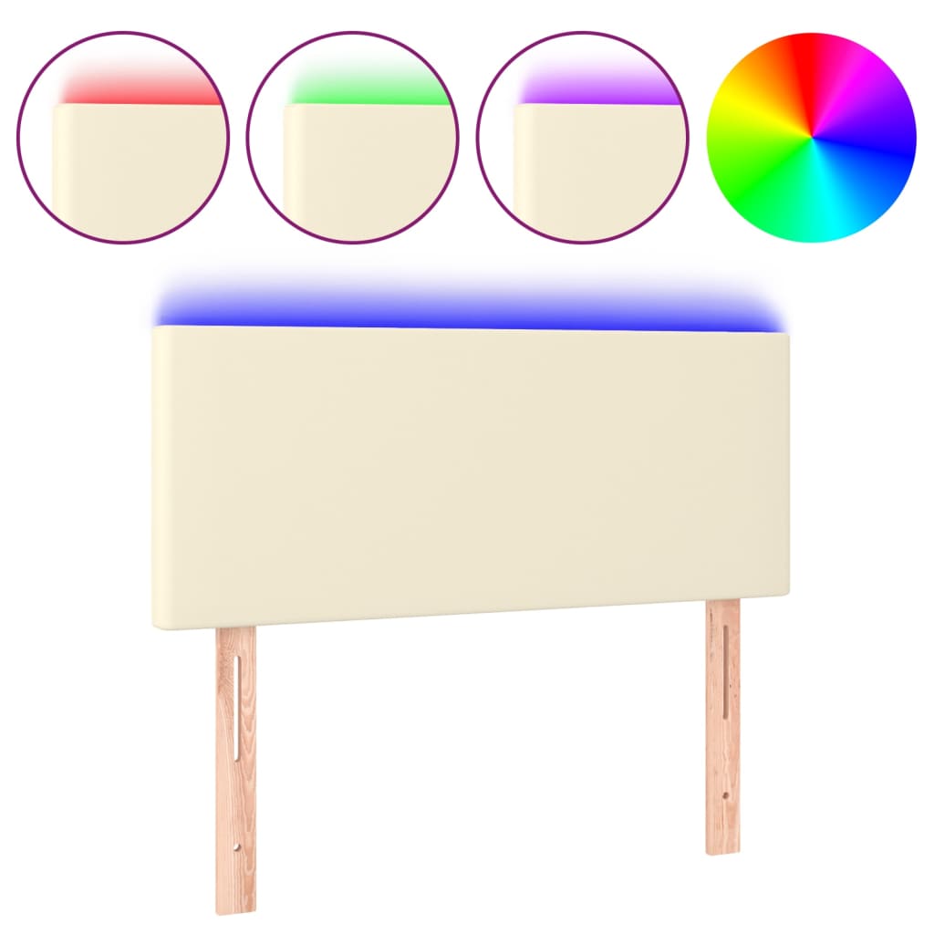Čelo Postele S Led Krémové 80 X 5 X 78/88 Cm Umělá Kůže