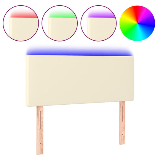 Čelo Postele S Led Krémové 80 X 5 X 78/88 Cm Umělá Kůže