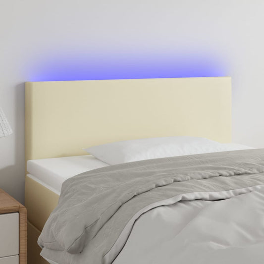 Čelo Postele S Led Krémové 80 X 5 X 78/88 Cm Umělá Kůže
