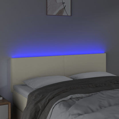 Čelo Postele S Led Krémové 144X5X78/88 Cm Umělá Kůže