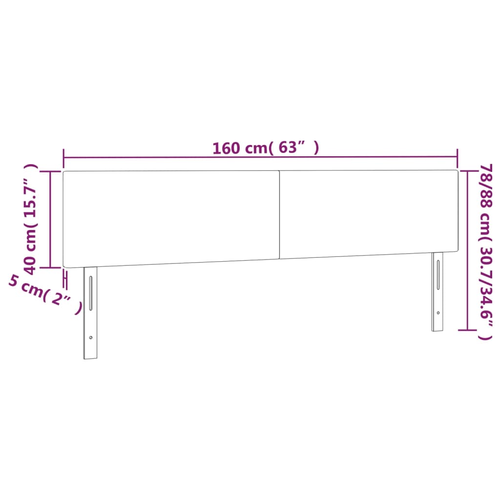 Čelo Postele S Led Krémové 160X5X78/88 Cm Umělá Kůže