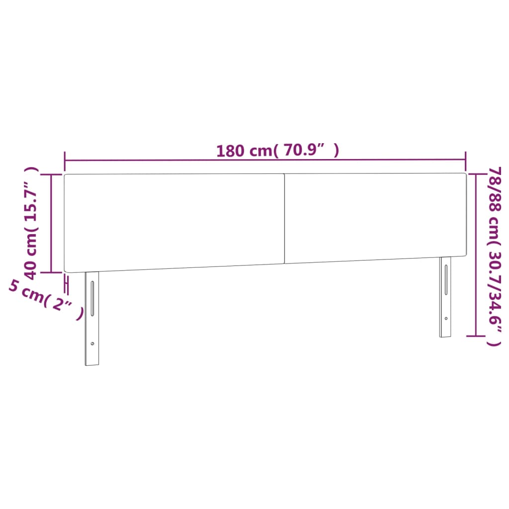 Čelo Postele S Led Krémové 180X5X78/88 Cm Umělá Kůže