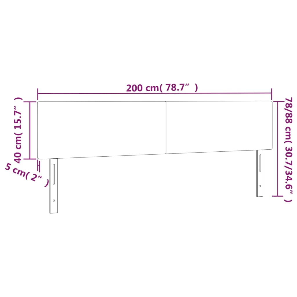 Čelo Postele S Led Krémové 200X5X78/88 Cm Umělá Kůže