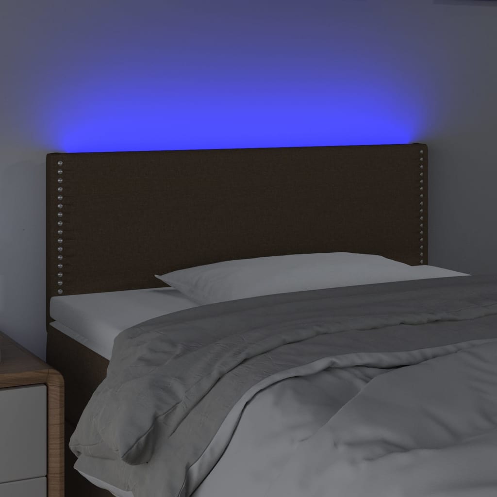 Čelo Postele S Led Tmavě Hnědé 100X5X78/88 Cm Textil