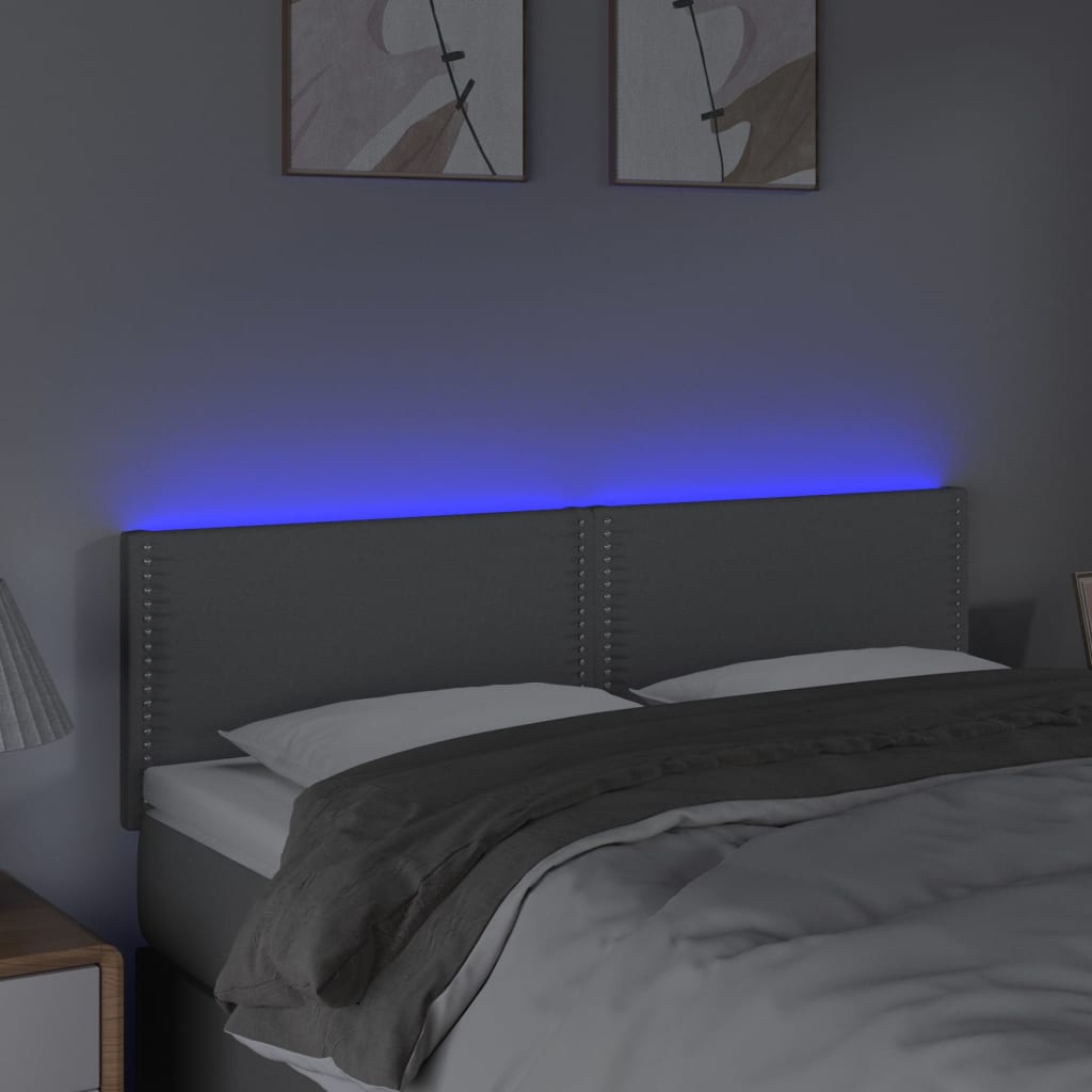 Čelo Postele S Led Světle Šedé 144 X 5 X 78/88 Cm Textil