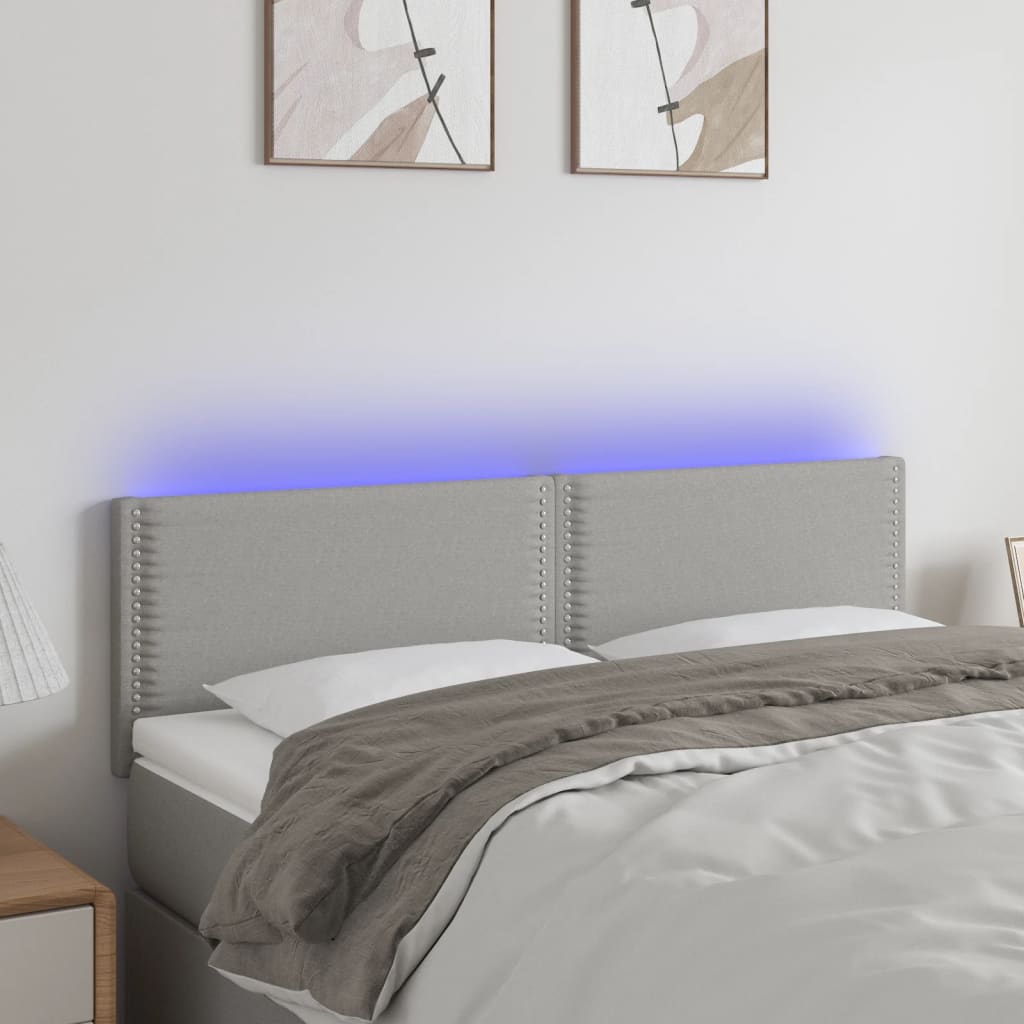 Čelo Postele S Led Světle Šedé 144 X 5 X 78/88 Cm Textil
