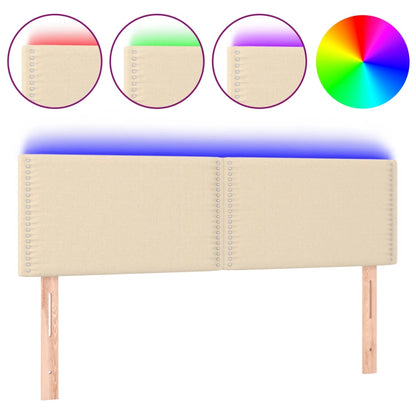 Čelo Postele S Led Krémové 144X5X78/88 Cm Textil