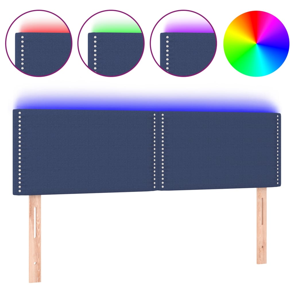 Čelo Postele S Led Modré 144X5X78/88 Cm Textil