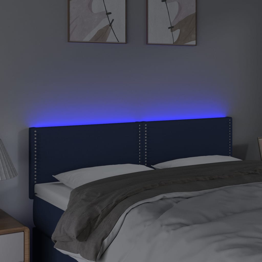 Čelo Postele S Led Modré 144X5X78/88 Cm Textil
