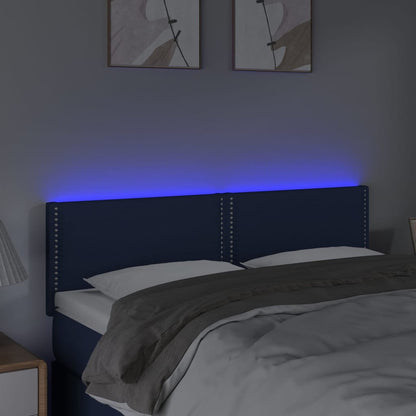 Čelo Postele S Led Modré 144X5X78/88 Cm Textil