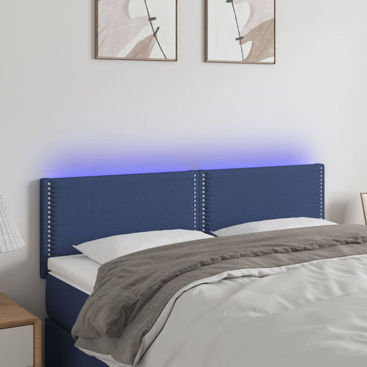 Čelo Postele S Led Modré 144X5X78/88 Cm Textil