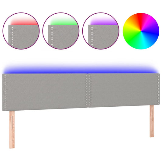 Čelo Postele S Led Světle Šedé 180X5X78/88 Cm Textil