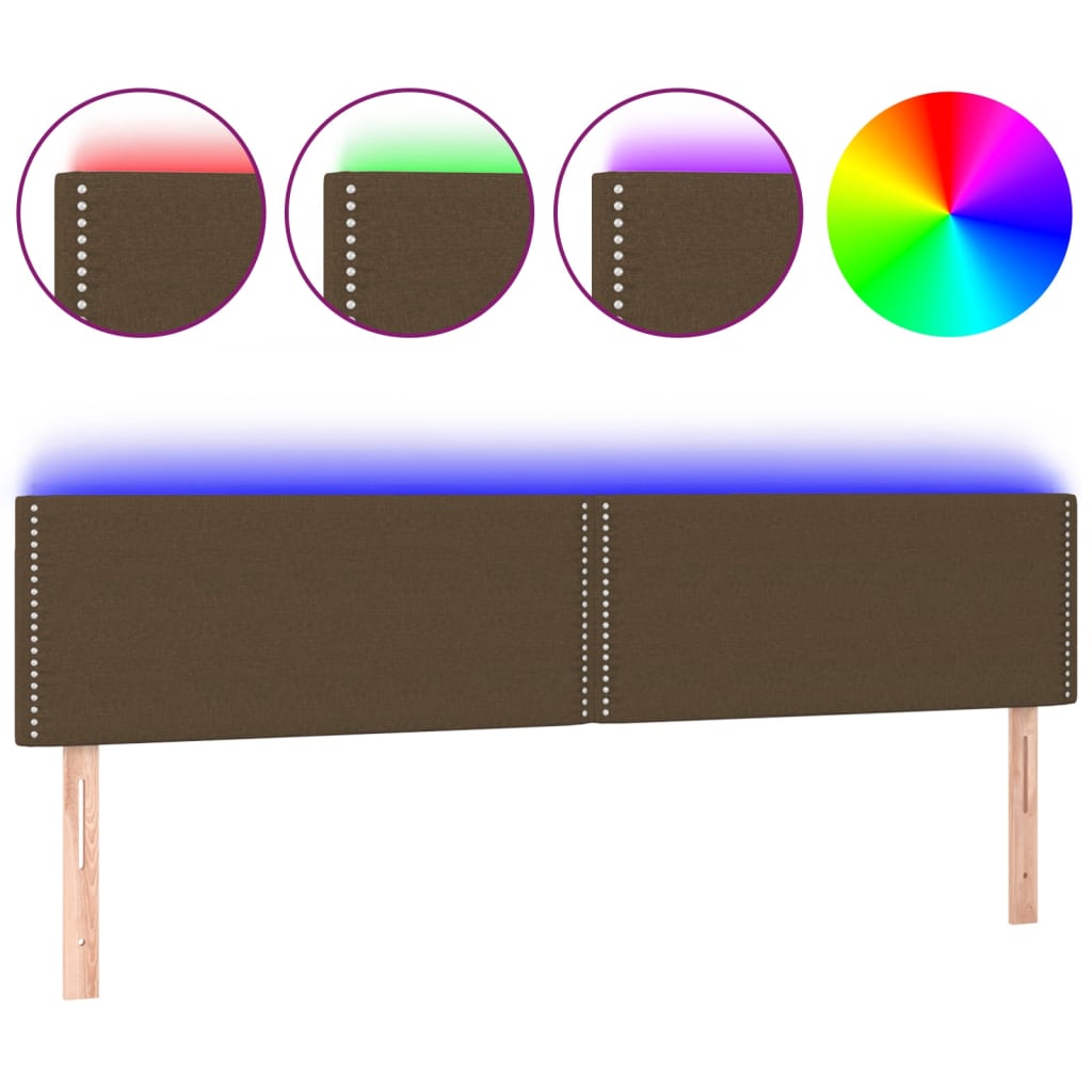 Čelo Postele S Led Tmavě Hnědé 180X5X78/88 Cm Textil
