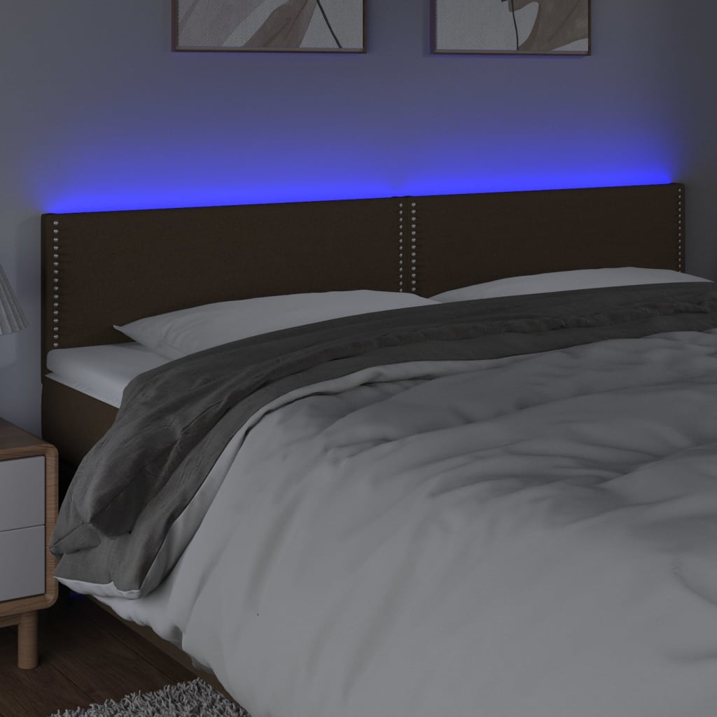 Čelo Postele S Led Tmavě Hnědé 180X5X78/88 Cm Textil
