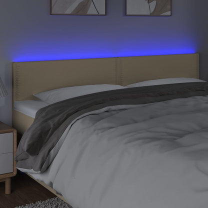 Čelo Postele S Led Krémové 180X5X78/88 Cm Textil