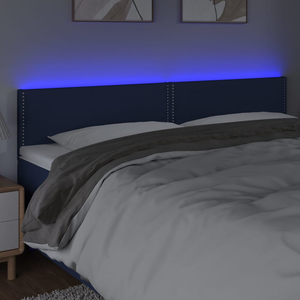 Čelo Postele S Led Modré 200X5X78/88 Cm Textil
