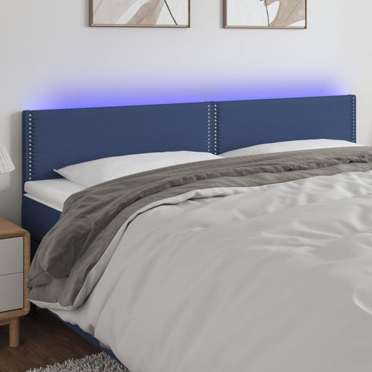 Čelo Postele S Led Modré 200X5X78/88 Cm Textil