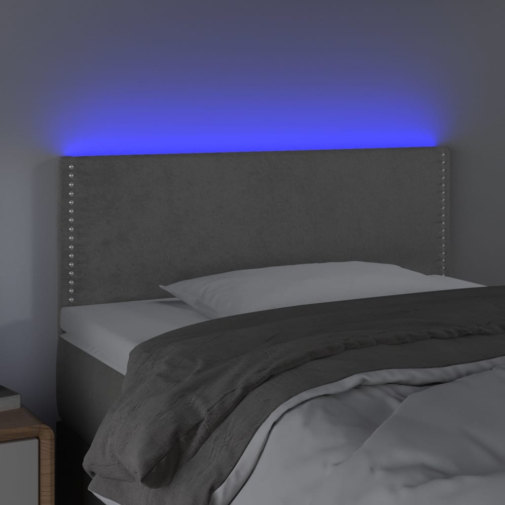 Čelo Postele S Led Světle Šedé 80 X 5 X 78/88 Cm Samet