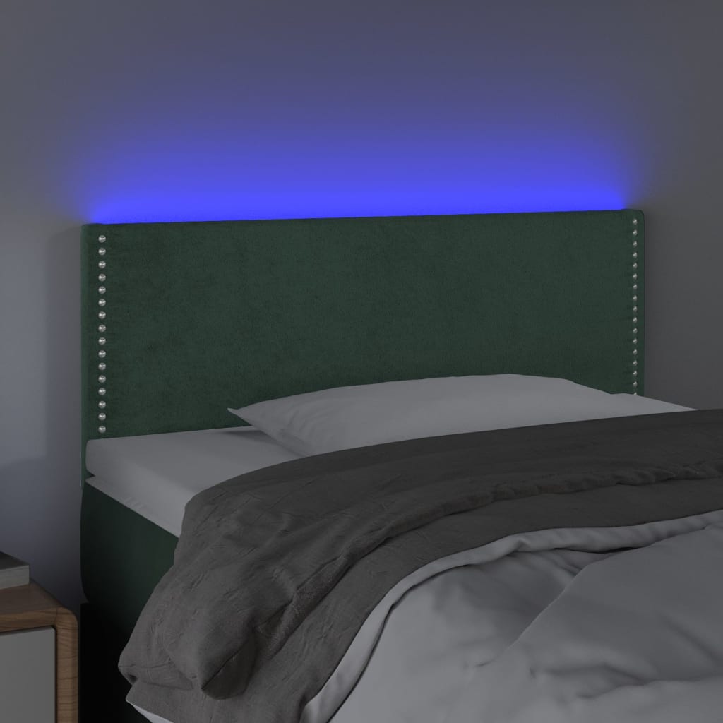 Čelo Postele S Led Tmavě Zelené 80 X 5 X 78/88 Cm Samet