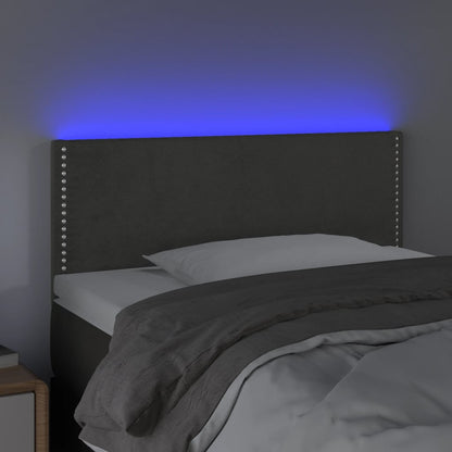 Čelo Postele S Led Tmavě Šedé 90X5X78/88 Cm Samet
