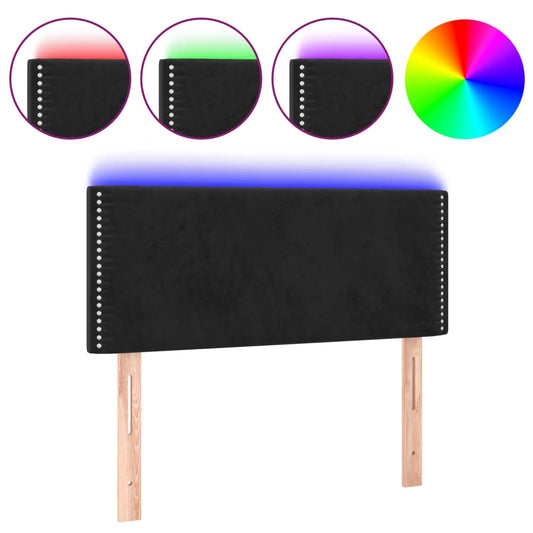 Čelo Postele S Led Černé 90X5X78/88 Cm Samet