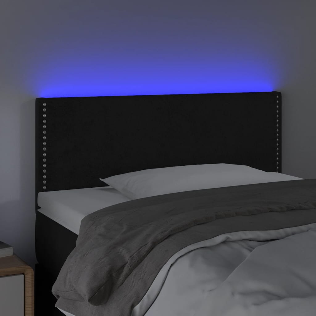Čelo Postele S Led Černé 90X5X78/88 Cm Samet