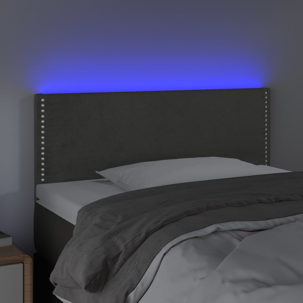 Čelo Postele S Led Tmavě Šedé 100X5X78/88 Cm Samet