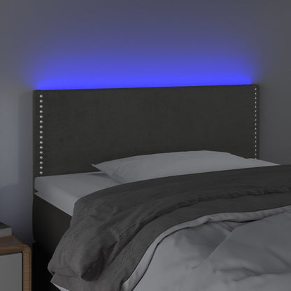 Čelo Postele S Led Tmavě Šedé 100X5X78/88 Cm Samet