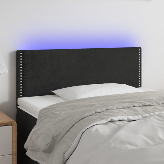Čelo Postele S Led Černé 100X5X78/88 Cm Samet
