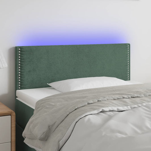 Čelo Postele S Led Tmavě Zelené 100X5X78/88 Cm Samet