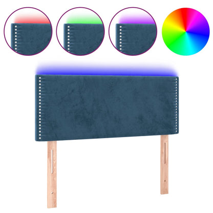 Čelo Postele S Led Tmavě Modré 100X5X78/88 Cm Samet