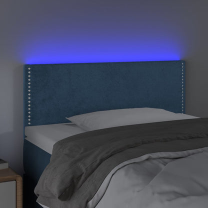 Čelo Postele S Led Tmavě Modré 100X5X78/88 Cm Samet