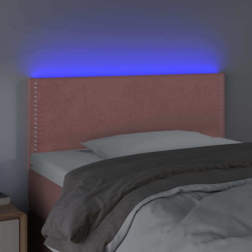Čelo Postele S Led Růžové 100X5X78/88 Cm Samet