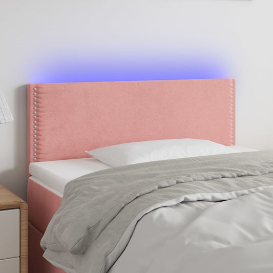Čelo Postele S Led Růžové 100X5X78/88 Cm Samet
