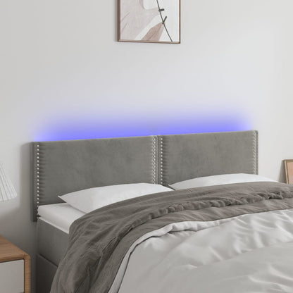 Čelo Postele S Led Světle Šedé 144 X 5 X 78/88 Cm Samet