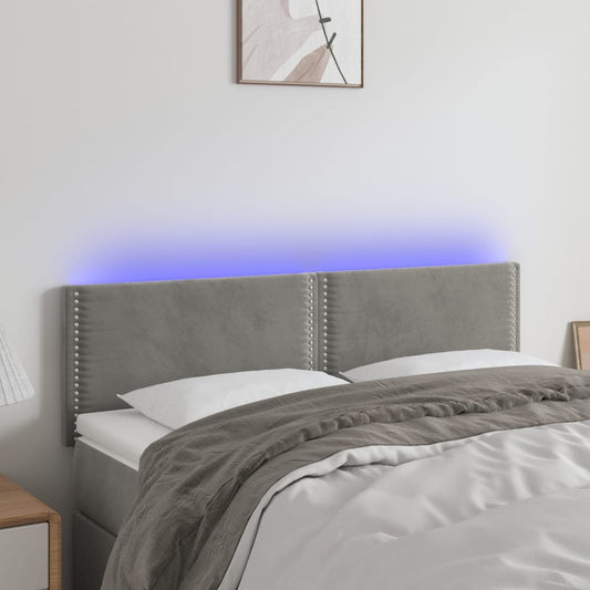 Čelo Postele S Led Světle Šedé 144 X 5 X 78/88 Cm Samet