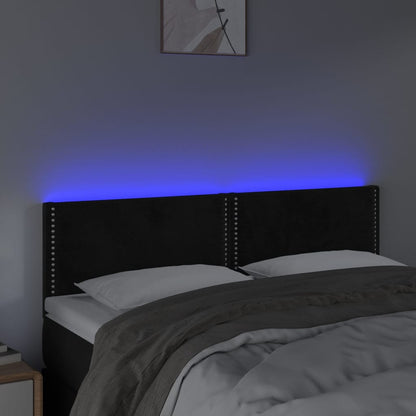 Čelo Postele S Led Černé 144X5X78/88 Cm Samet
